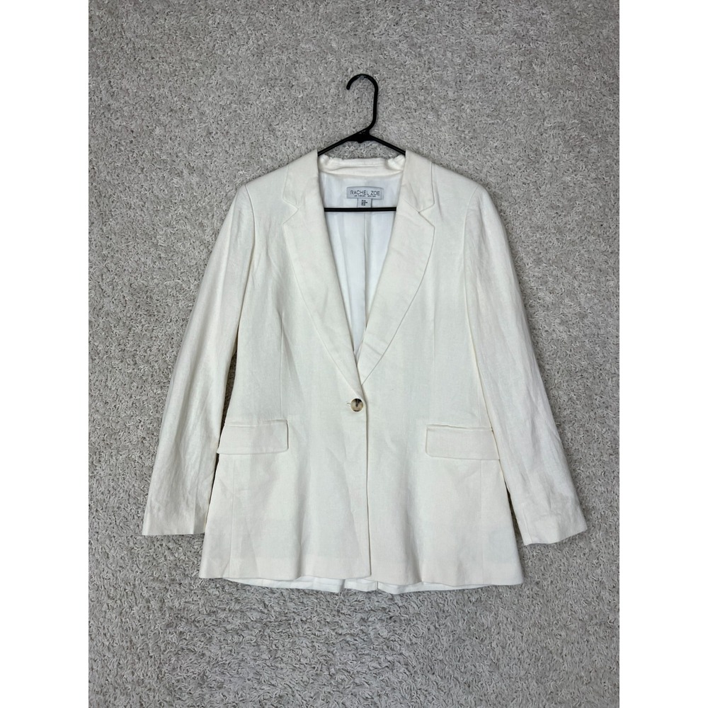 Rachel Zoe Womens Medium Blazer Jacket Linen Blend Single Button Preppy